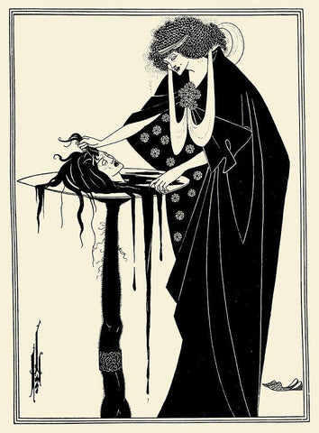 Salome 1894 - The Dancers Reward Black Ornate Wood Framed Art Print with Double Matting by Beardsley, Aubrey