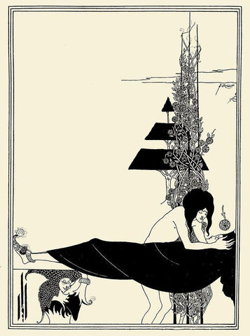 Salome 1894 - The Platonic lament Black Ornate Wood Framed Art Print with Double Matting by Beardsley, Aubrey