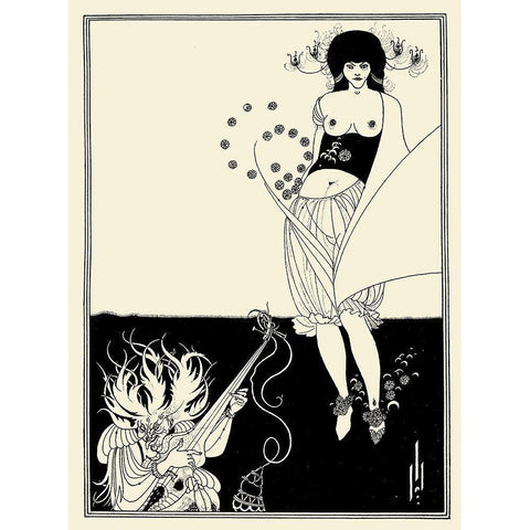 Salome 1894 - The Stomach Dance Gold Ornate Wood Framed Art Print with Double Matting by Beardsley, Aubrey