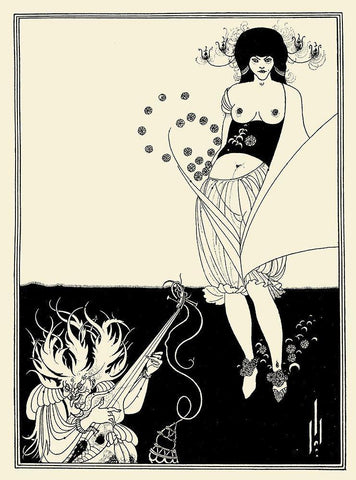 Salome 1894 - The Stomach Dance White Modern Wood Framed Art Print with Double Matting by Beardsley, Aubrey