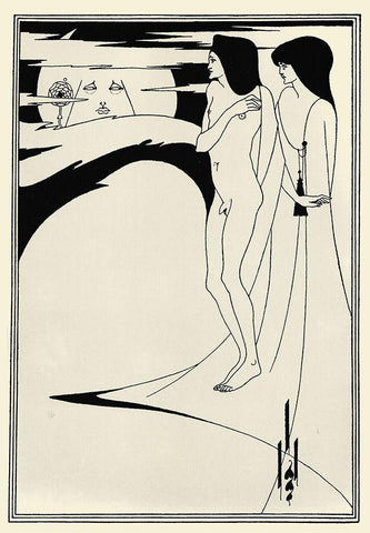 Salome 1894 - Woman in the Moon Black Ornate Wood Framed Art Print with Double Matting by Beardsley, Aubrey