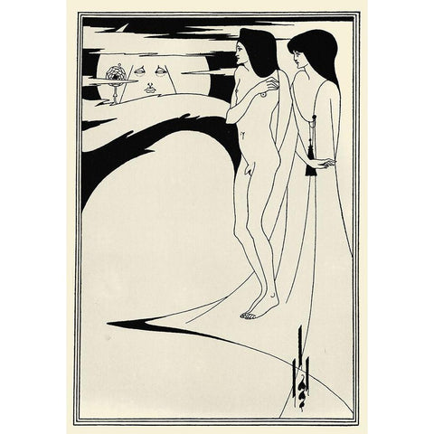 Salome 1894 - Woman in the Moon Black Modern Wood Framed Art Print with Double Matting by Beardsley, Aubrey