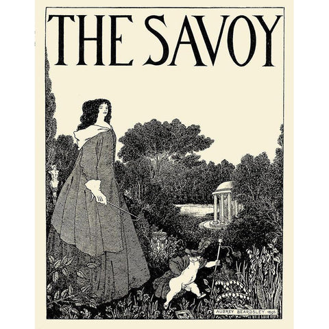 Savoy 1896 Vol.1 - Cover Design White Modern Wood Framed Art Print by Beardsley, Aubrey