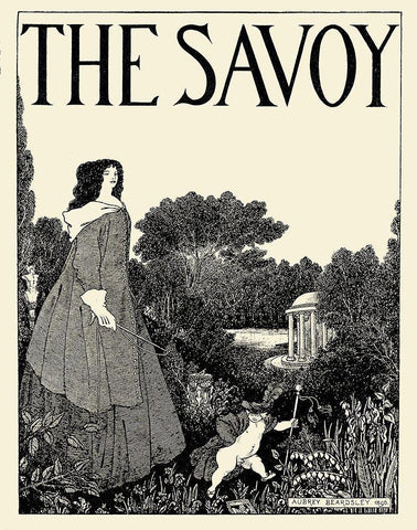 Savoy 1896 Vol.1 - Cover Design Black Ornate Wood Framed Art Print with Double Matting by Beardsley, Aubrey