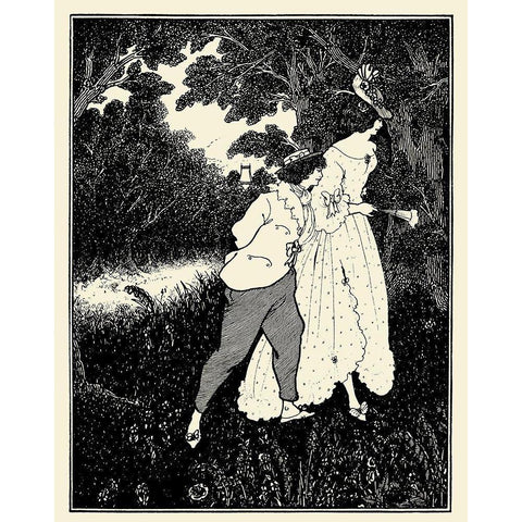 Savoy 1896 Vol.1 - The Three Musicians Black Modern Wood Framed Art Print with Double Matting by Beardsley, Aubrey