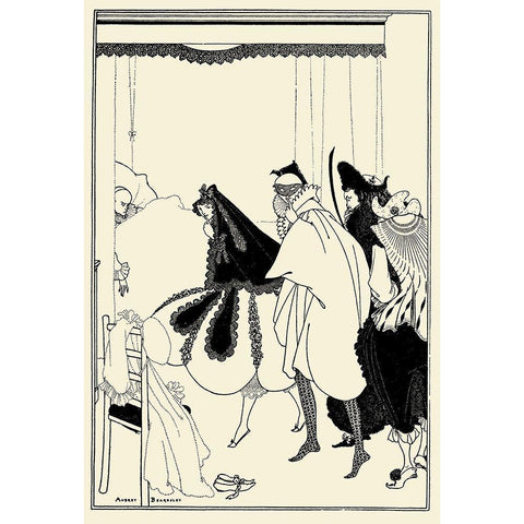 Savoy 1896 Vol.6 - Death of Pierrot Black Modern Wood Framed Art Print with Double Matting by Beardsley, Aubrey