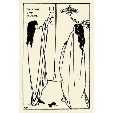 Savoy 1896 Vol.7 - Tristan and Isolde White Modern Wood Framed Art Print by Beardsley, Aubrey