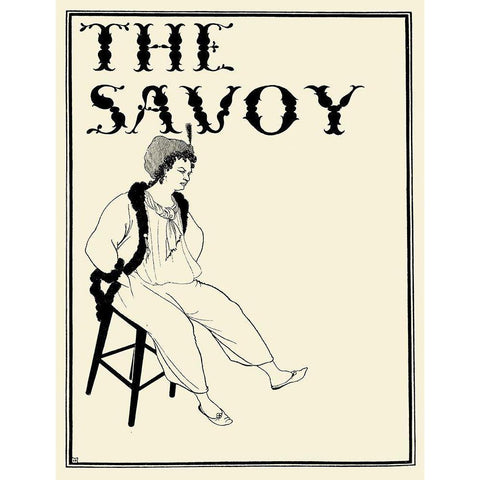 Savoy 1896 Vol.8 - Cover Design White Modern Wood Framed Art Print by Beardsley, Aubrey