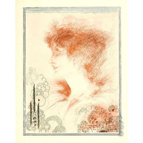 Rejane 1897 White Modern Wood Framed Art Print by Beardsley, Aubrey