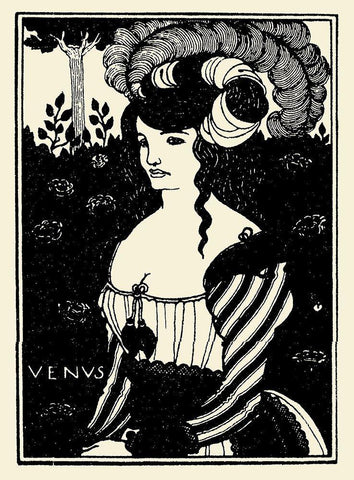 Venus 1898 Black Ornate Wood Framed Art Print with Double Matting by Beardsley, Aubrey