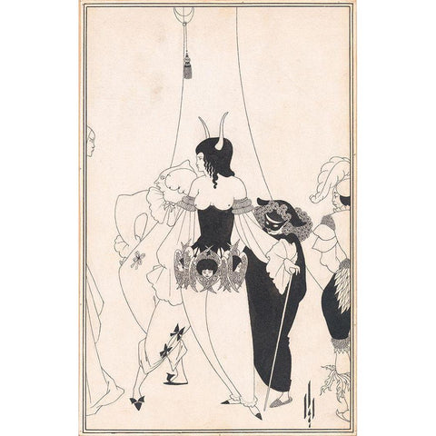 Tales of Mystery 1894 - Masque of Red Death Gold Ornate Wood Framed Art Print with Double Matting by Beardsley, Aubrey