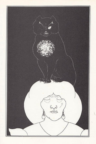 Tales of Mystery 1894 - The Black Cat Black Ornate Wood Framed Art Print with Double Matting by Beardsley, Aubrey