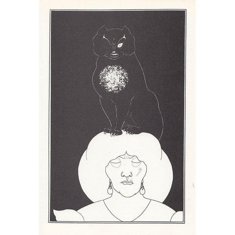 Tales of Mystery 1894 - The Black Cat Gold Ornate Wood Framed Art Print with Double Matting by Beardsley, Aubrey