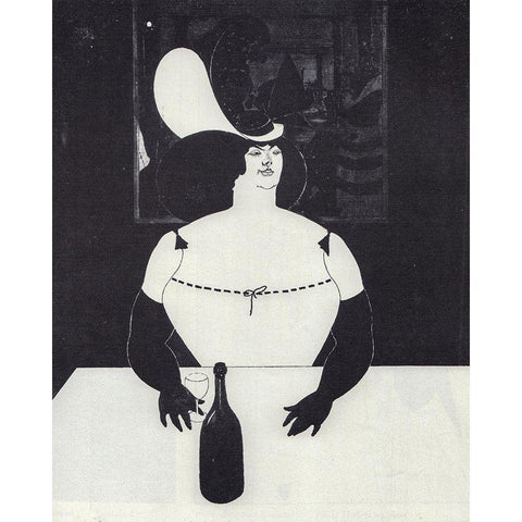 To-day 1894 - The Fat Woman White Modern Wood Framed Art Print by Beardsley, Aubrey