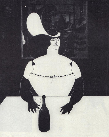 To-day 1894 - The Fat Woman Black Ornate Wood Framed Art Print with Double Matting by Beardsley, Aubrey