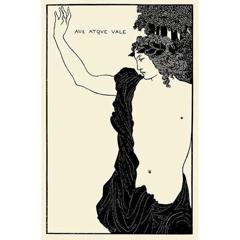 Under the Hill 1903 - Ave Atque Vale Gold Ornate Wood Framed Art Print with Double Matting by Beardsley, Aubrey