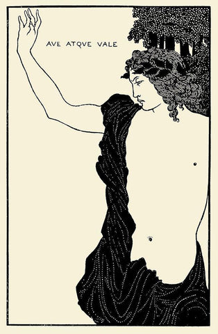 Under the Hill 1903 - Ave Atque Vale Black Ornate Wood Framed Art Print with Double Matting by Beardsley, Aubrey