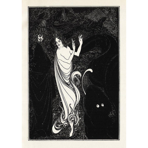 Under the Hill 1903 - For 3rd tableau of Rheingold White Modern Wood Framed Art Print by Beardsley, Aubrey