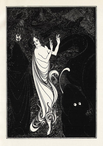 Under the Hill 1903 - For 3rd tableau of Rheingold White Modern Wood Framed Art Print with Double Matting by Beardsley, Aubrey