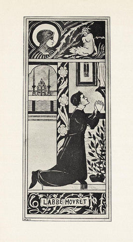 Under the Hill 1903 - For Frontispiece of Zola White Modern Wood Framed Art Print with Double Matting by Beardsley, Aubrey