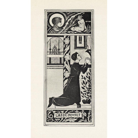 Under the Hill 1903 - For Frontispiece of Zola White Modern Wood Framed Art Print by Beardsley, Aubrey