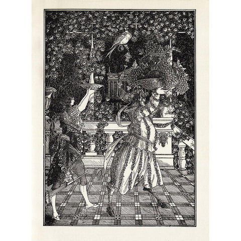 Under the Hill 1903 - Fruit Bearers Gold Ornate Wood Framed Art Print with Double Matting by Beardsley, Aubrey