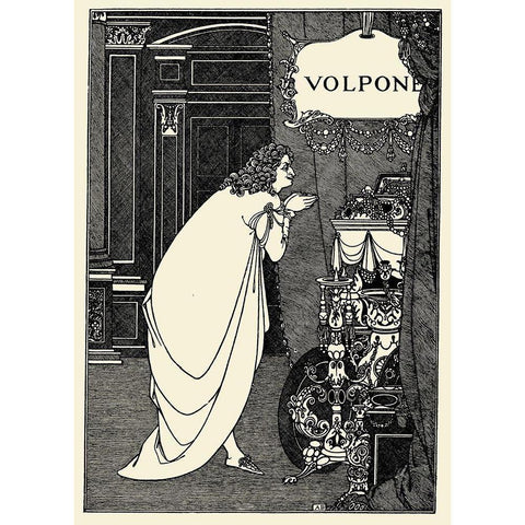 Volpone 1898 - Frontispiece Black Modern Wood Framed Art Print with Double Matting by Beardsley, Aubrey