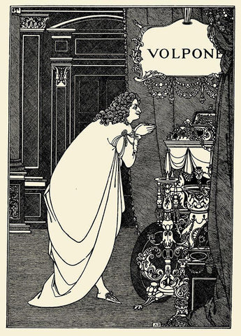 Volpone 1898 - Frontispiece Black Ornate Wood Framed Art Print with Double Matting by Beardsley, Aubrey