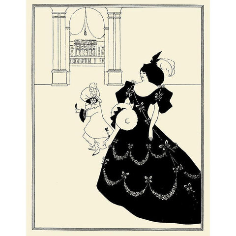 Yellow Book 1894 Vol.2 - Marionettes 1 White Modern Wood Framed Art Print by Beardsley, Aubrey