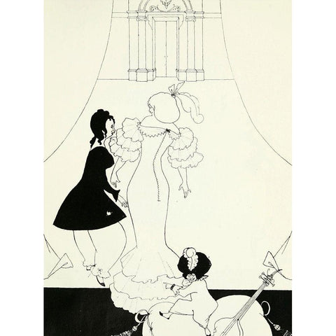 Yellow Book 1894 Vol.2 - Marionettes 2 White Modern Wood Framed Art Print by Beardsley, Aubrey