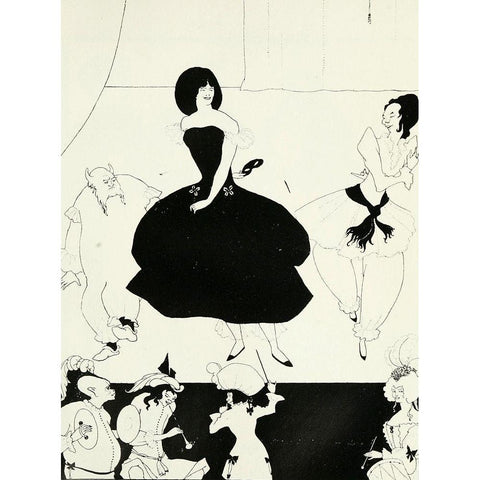 Yellow Book 1894 Vol.2 - Marionettes 3 White Modern Wood Framed Art Print by Beardsley, Aubrey