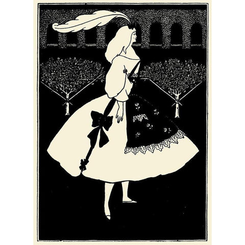 Yellow Book 1894 Vol.2 - Slippers of Cinderella Black Modern Wood Framed Art Print with Double Matting by Beardsley, Aubrey