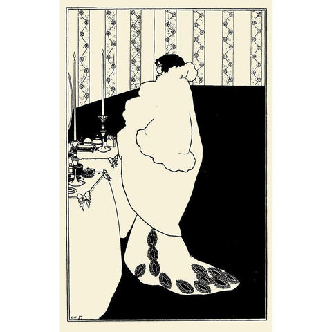 Yellow Book 1894 Vol.3 - La Dame aux Camelias Gold Ornate Wood Framed Art Print with Double Matting by Beardsley, Aubrey