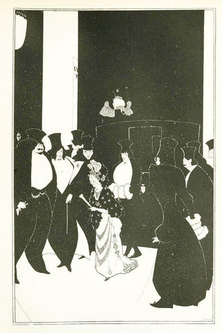 Yellow Book 1894 Vol.3 - Lady Golds Escort Black Ornate Wood Framed Art Print with Double Matting by Beardsley, Aubrey