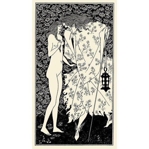 Yellow Book 1895 Vol.4 - Mysterious Rose Garden White Modern Wood Framed Art Print by Beardsley, Aubrey