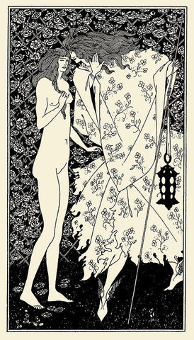 Yellow Book 1895 Vol.4 - Mysterious Rose Garden White Modern Wood Framed Art Print with Double Matting by Beardsley, Aubrey