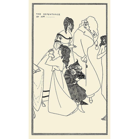 Yellow Book 1895 Vol.4 - Repentence of Mrs Black Modern Wood Framed Art Print with Double Matting by Beardsley, Aubrey