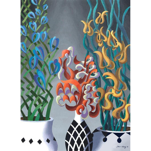 Dream Flowers VI Black Modern Wood Framed Art Print by Wang, John Z.