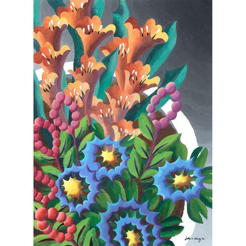 Dream Flowers VII White Modern Wood Framed Art Print by Wang, John Z.