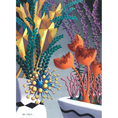 Dream Flowers VIII White Modern Wood Framed Art Print by Wang, John Z.