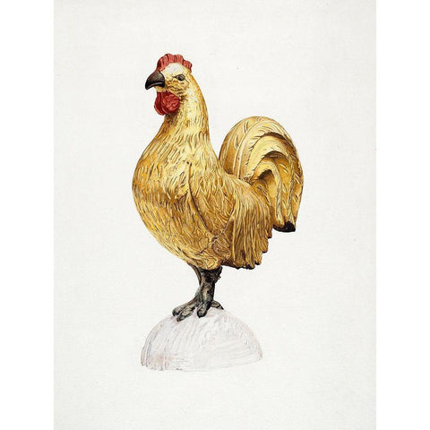 Gilded Wooden Rooster Black Modern Wood Framed Art Print with Double Matting by Hentz, Karl J.