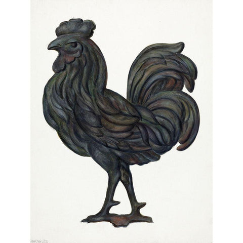 Rooster Weather Vane Black Modern Wood Framed Art Print with Double Matting by Hochstrasser, Walter