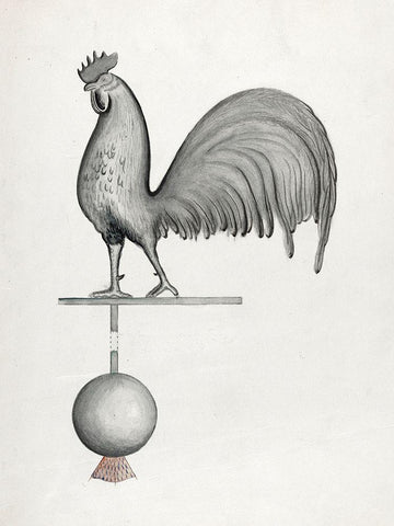 Weather Vane Iron Rooster White Modern Wood Framed Art Print with Double Matting by Eyth, Albert