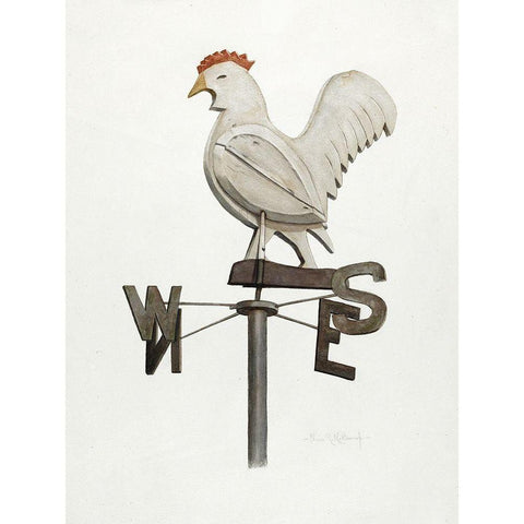 Weather Vane White Modern Wood Framed Art Print by Kottcamp, Elmer R.