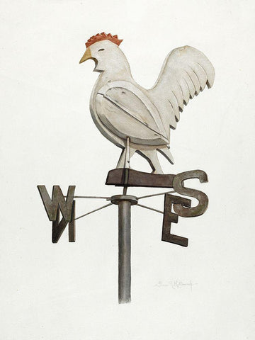 Weather Vane White Modern Wood Framed Art Print with Double Matting by Kottcamp, Elmer R.