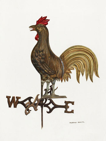 Weathercock Black Ornate Wood Framed Art Print with Double Matting by Rokita, Florian