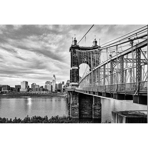 Suspension Bridge in Covington-Kentucky Black Modern Wood Framed Art Print with Double Matting by Highsmith, Carol