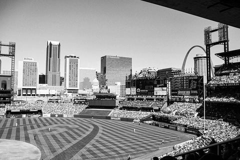 Busch Stadium-St Louis Missouri Black Ornate Wood Framed Art Print with Double Matting by Missouri Picture Archive