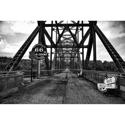 The Old Chain of Rocks Bridge over the Mississippi River White Modern Wood Framed Art Print by Missouri Picture Archive