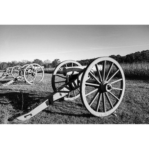Cannons at Shiloh National Military Park Tennessee Black Modern Wood Framed Art Print with Double Matting by Tennessee Picture Archive